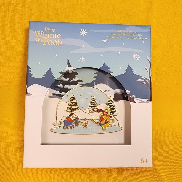 Loungefly Disney Winnie The Pooh Ice Skating LE 3" Enamel Pin Sliding NEW - Picture 2 of 12